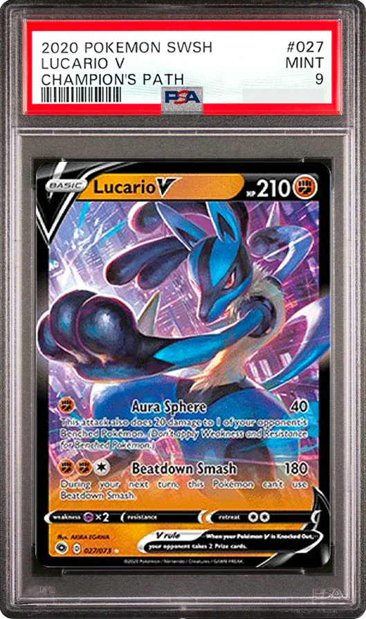 PSA graded Lucario V card visual